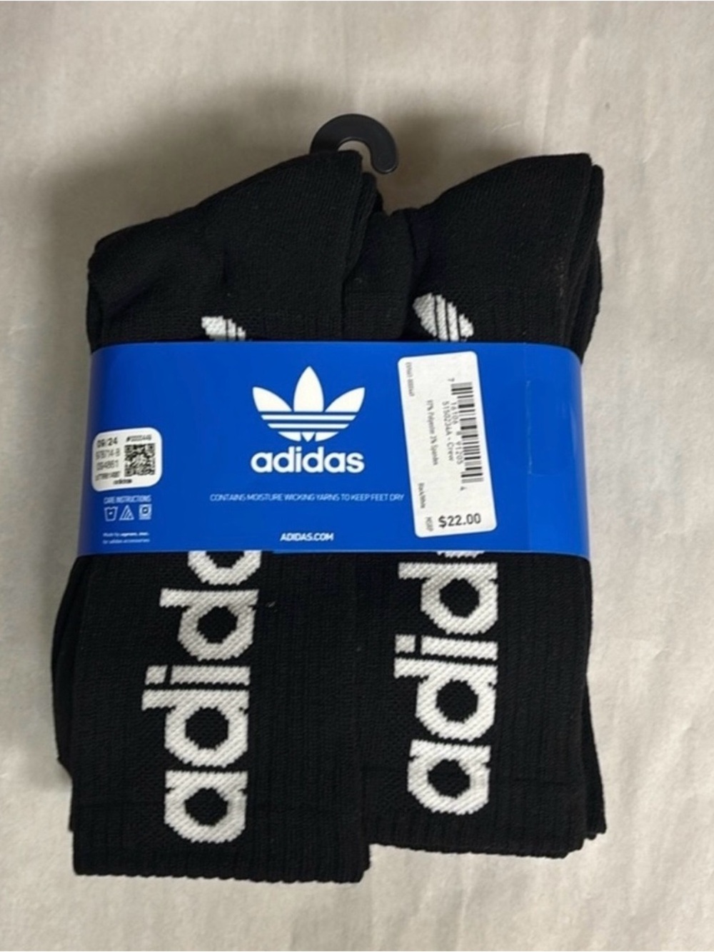 New Adidas Socks Men’s 6 Pair Black Crew Socks Logo Casual Athletic Activewear - Picture 4 of 12